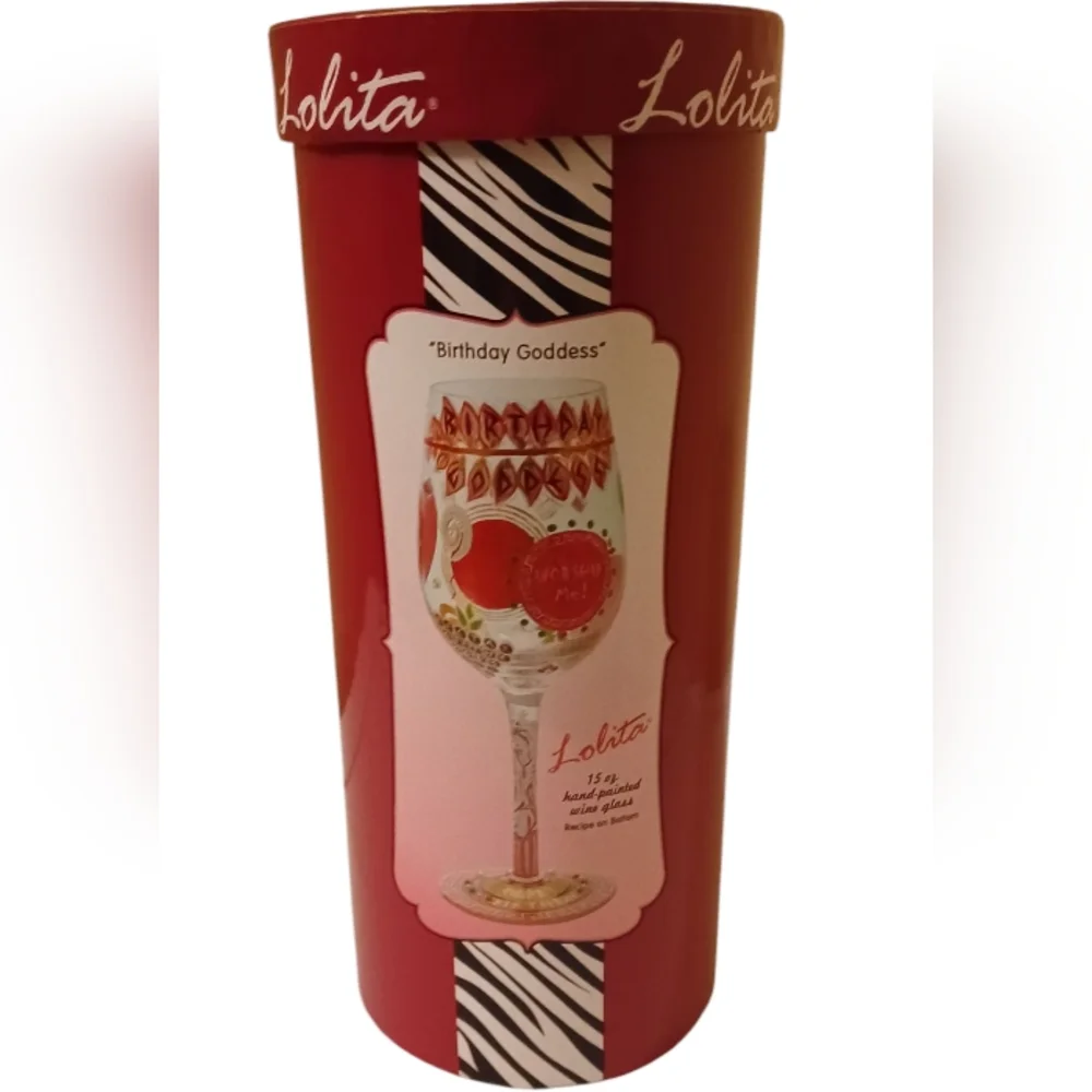 Lolita NIB!! Birthday Goddess Hand-painted Artisan Wine Glass - Picture 11 of 11